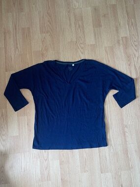 Boden 3 Quarter Sleeve Navy Blue Cotton Blend Tee Size Small